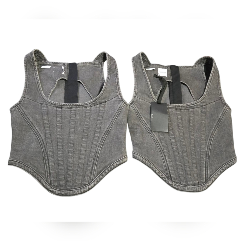 Gray Denim Corset Top